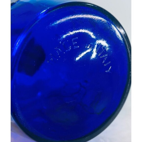 Vtg Italian Embossed Cobalt Blue Glass Jar Hinged Lid Tells a story of a farmer - Picture 2 of 10